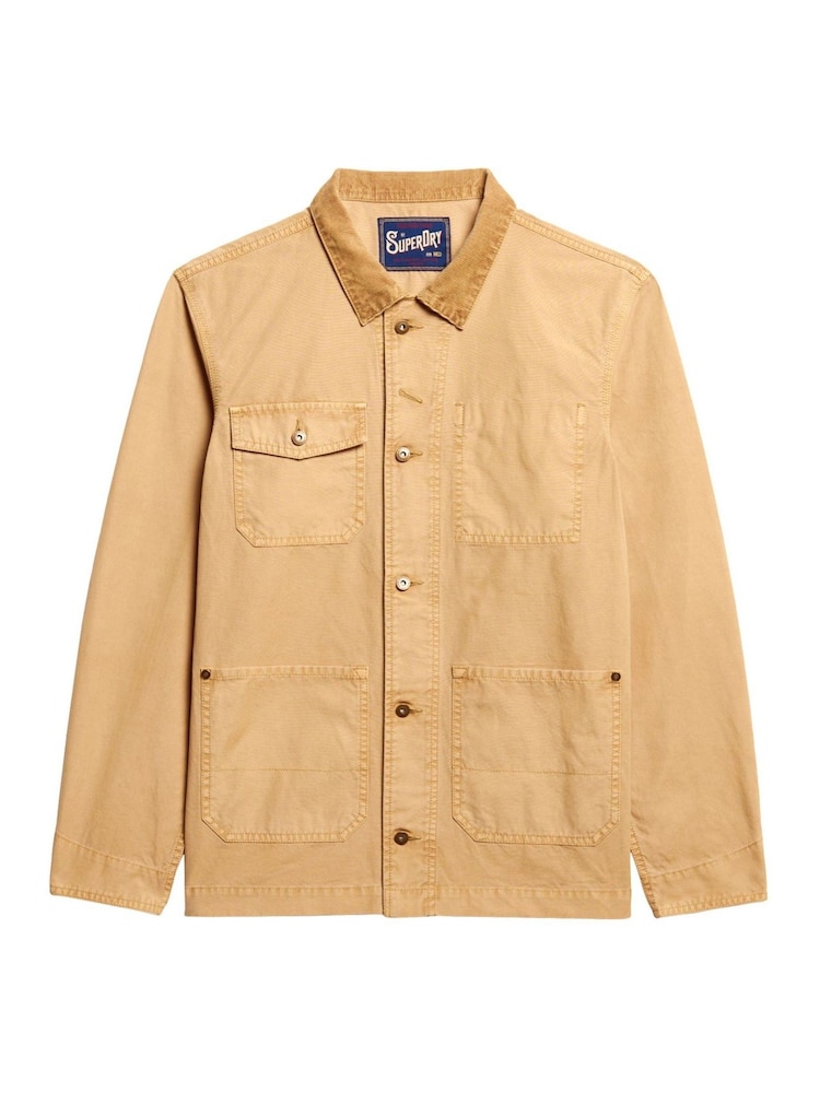 Superdry Brown Merchant Cotton Work 100% Cotton Jacket - Image 4 of 4