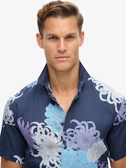Superdry Chrysanthemum Navy Hawaiian Print Shirt - Image 2 of 6