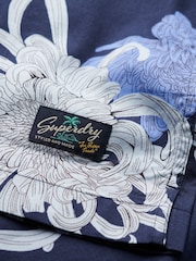 Superdry Chrysanthemum Navy Hawaiian Print Shirt - Image 4 of 6