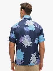 Superdry Chrysanthemum Navy Hawaiian Print Shirt - Image 5 of 6