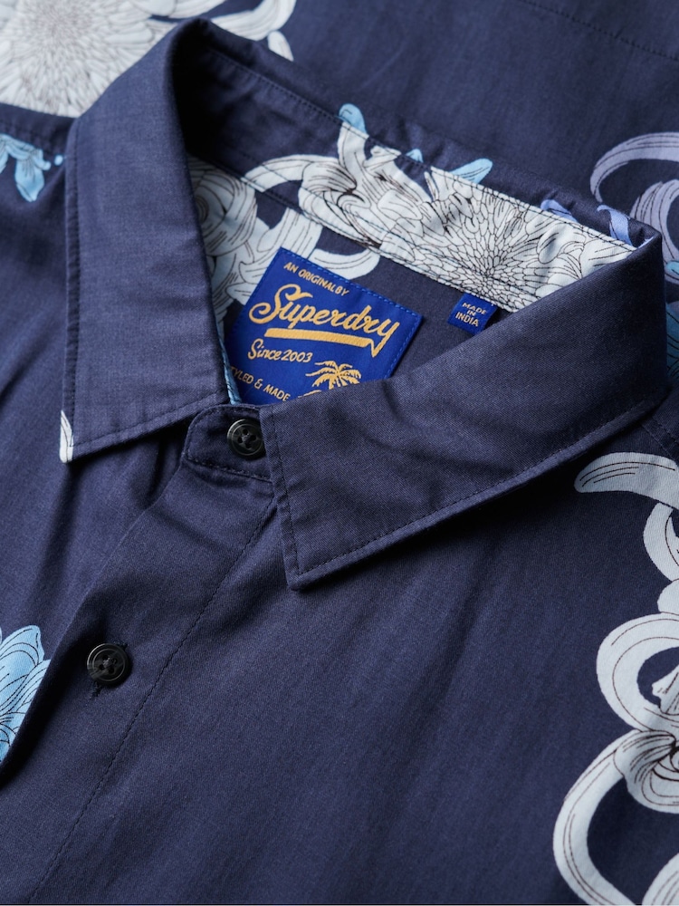 Superdry Chrysanthemum Navy Hawaiian Printed Shirt - Image 5 of 5
