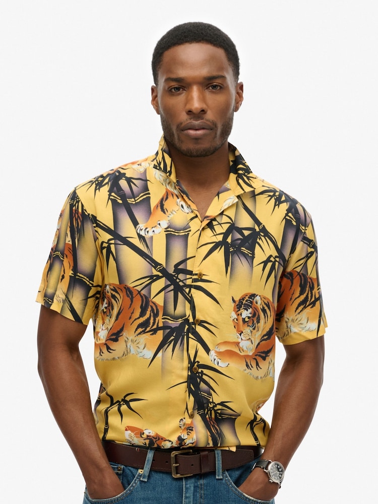 Superdry Gold 100% Cotton Hawaiian Resort Shirt - Image 1 of 6
