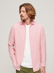 Superdry Pink Studios Casual Linen Long Sleeved Shirt - Image 1 of 4