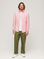 Superdry Pink Studios Casual Linen Long Sleeved Shirt - Image 3 of 4