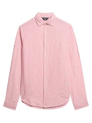 Superdry Pink Studios Casual Linen Long Sleeved Shirt - Image 4 of 4