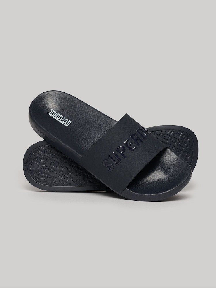 Superdry Blue Logo Vegan Pool Sliders - Image 1 of 8