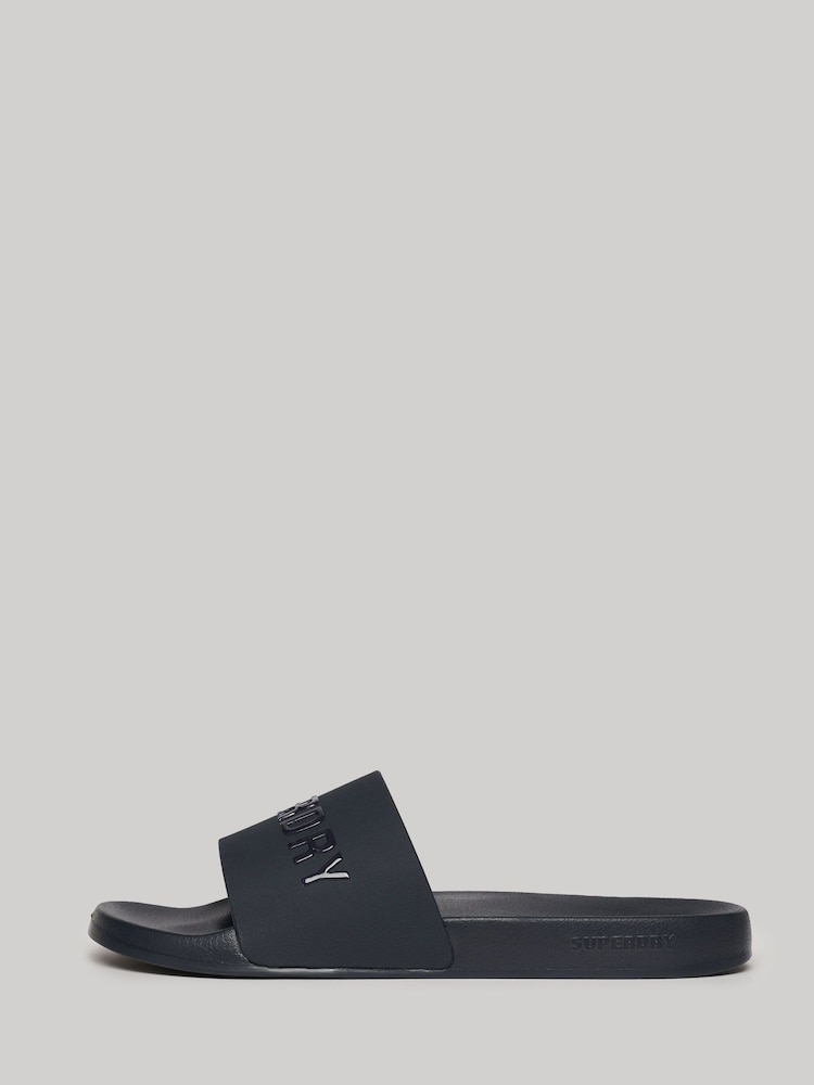 Superdry Blue Logo Vegan Pool Sliders - Image 2 of 8 Superdry Blue Logo Vegan Pool Sliders - Image 2 of 8
