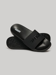 Superdry Black Logo Vegan Pool Sliders - Image 1 of 7