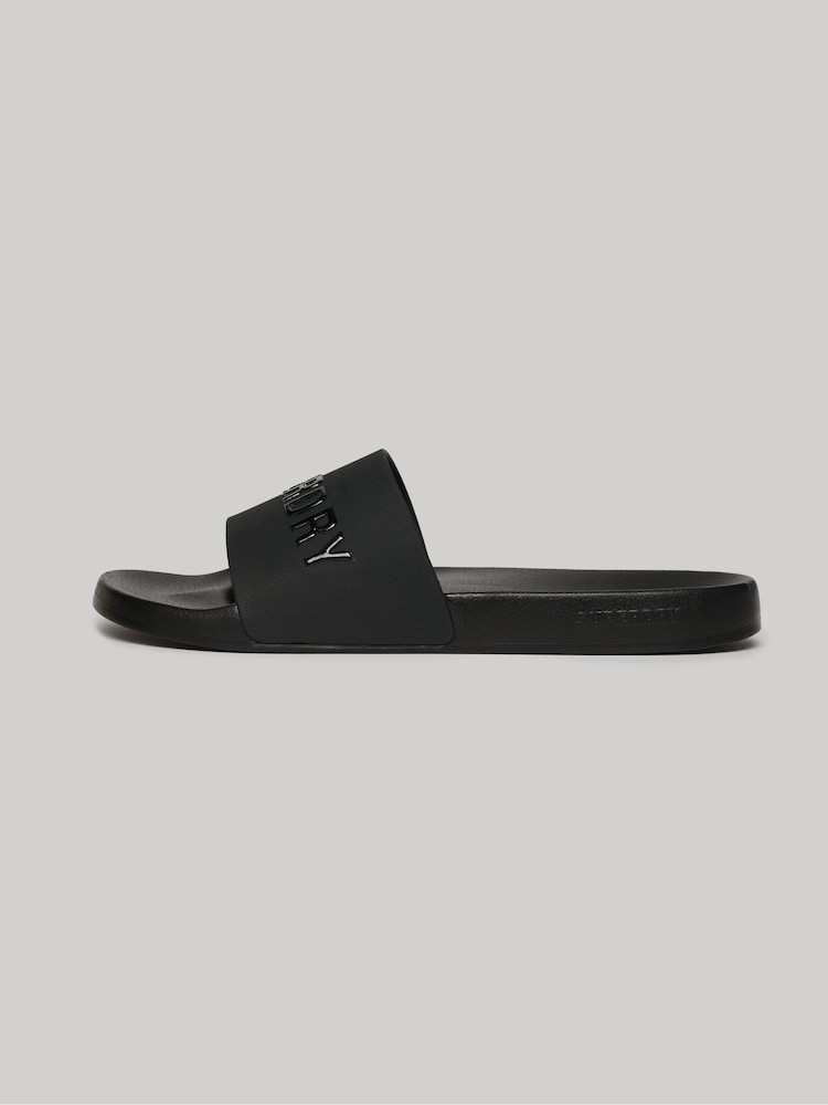 Superdry Black Logo Vegan Pool Sliders - Image 2 of 7