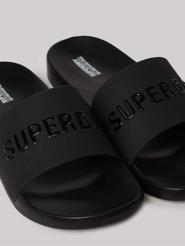 Superdry Black Logo Vegan Pool Sliders - Image 5 of 7