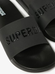 Superdry Black Logo Vegan Pool Sliders - Image 6 of 7