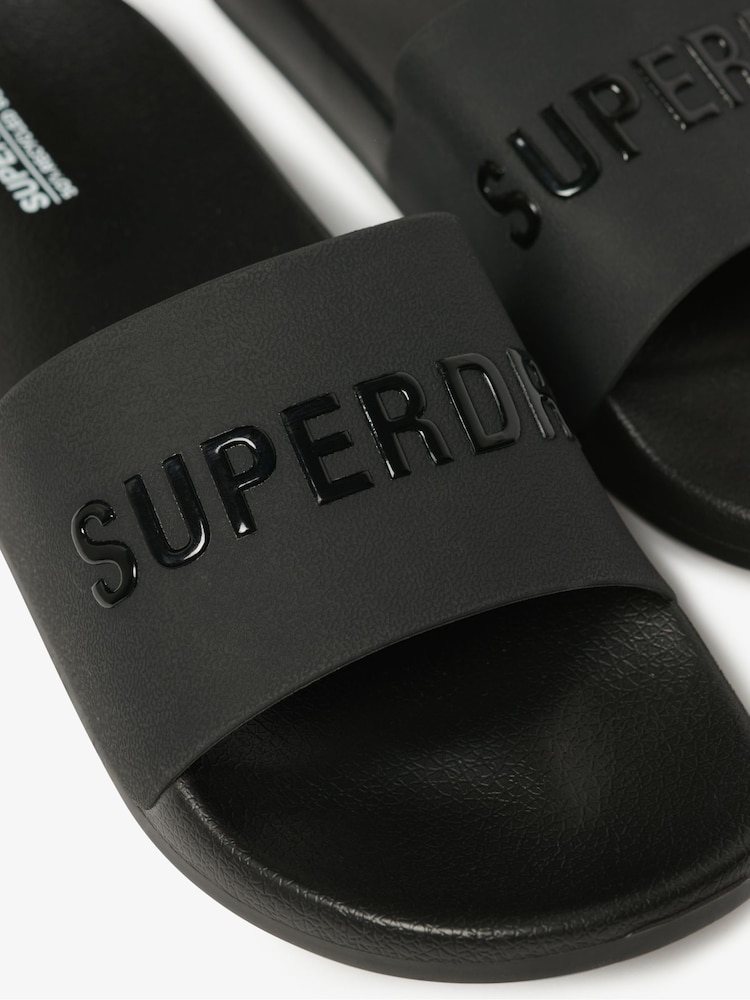 Superdry Black Logo Vegan Pool Sliders - Image 6 of 7