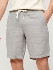 Superdry Grey Drawstring Linen Shorts - Image 1 of 4