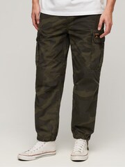 Superdry Khaki Camo 100% Cotton Baggy Parachute Trousers - Image 1 of 6