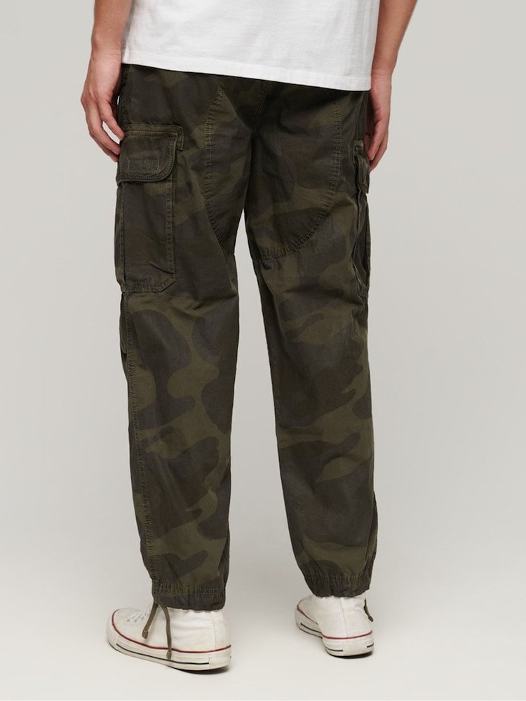 Superdry Khaki Camo 100% Cotton Baggy Parachute Trousers - Image 2 of 6