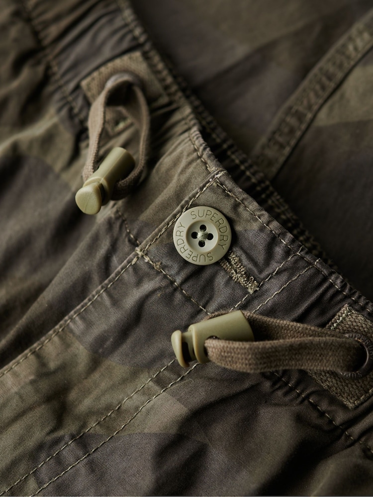 Superdry Khaki Camo 100% Cotton Baggy Parachute Trousers - Image 6 of 6