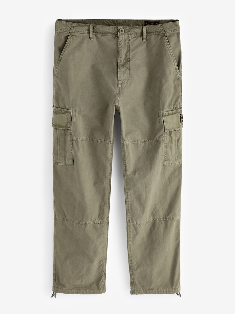 Superdry Green Baggy Cargo 100% Cotton Trousers - Image 1 of 5