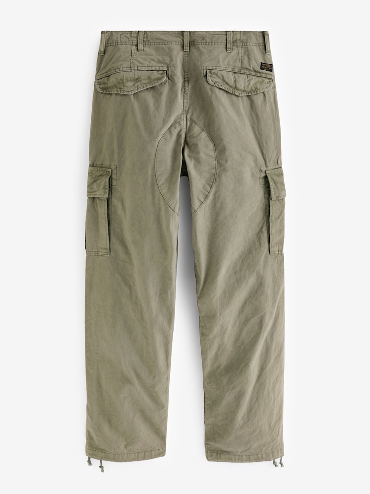 Superdry Green Baggy Cargo 100% Cotton Trousers - Image 2 of 5