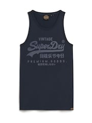 Superdry Blue Classic VL Heritage 100% Cotton Vest - Image 4 of 6