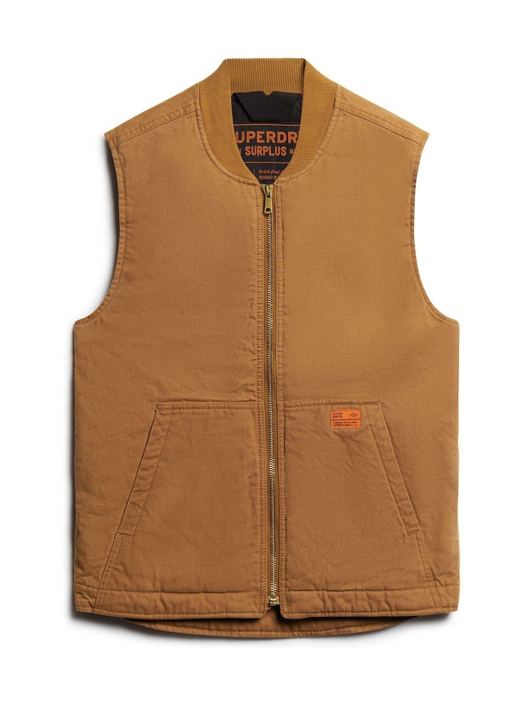 Superdry Brown SURPLUS WORKWEAR VEST - Image 4 of 6
