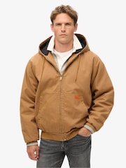 Superdry Brown Surplus Hoodieed Bomber 100% Cotton Jacket - Image 1 of 6
