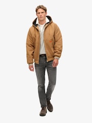 Superdry Brown Surplus Hoodieed Bomber 100% Cotton Jacket - Image 2 of 6