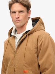 Superdry Brown Surplus Hoodieed Bomber 100% Cotton Jacket - Image 3 of 6