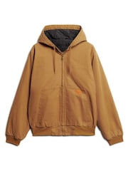 Superdry Brown Surplus Hoodieed Bomber 100% Cotton Jacket - Image 4 of 6