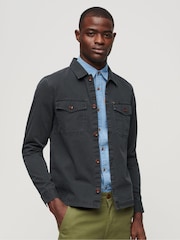Superdry Blue 100% Cotton Canvas Shirt - Image 1 of 5