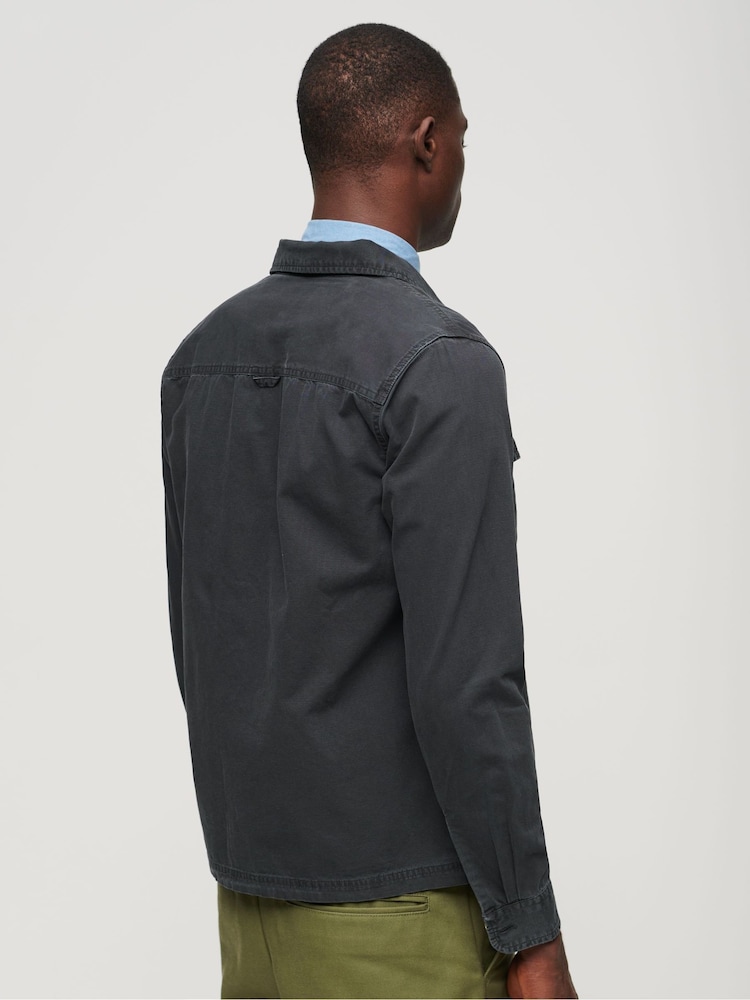 Superdry Blue 100% Cotton Canvas Shirt - Image 2 of 5