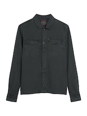 Superdry Blue 100% Cotton Canvas Shirt - Image 4 of 5