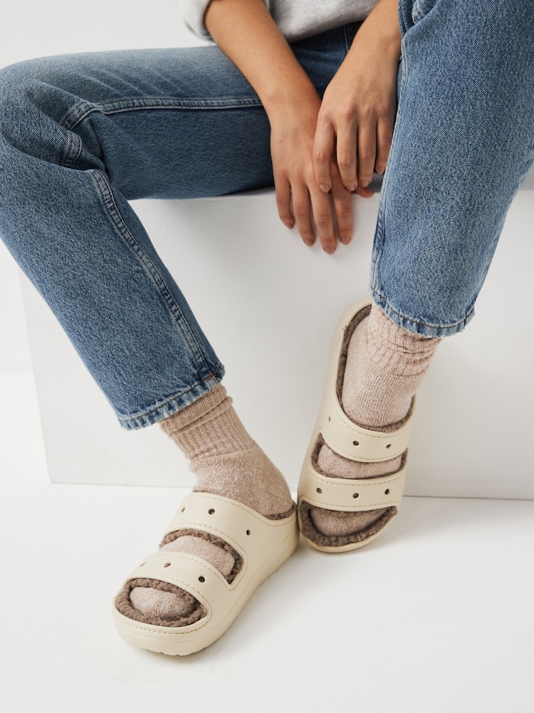 Crocs Classic Faux Fur Lined Cozzzy Sandals - Image 1 of 5