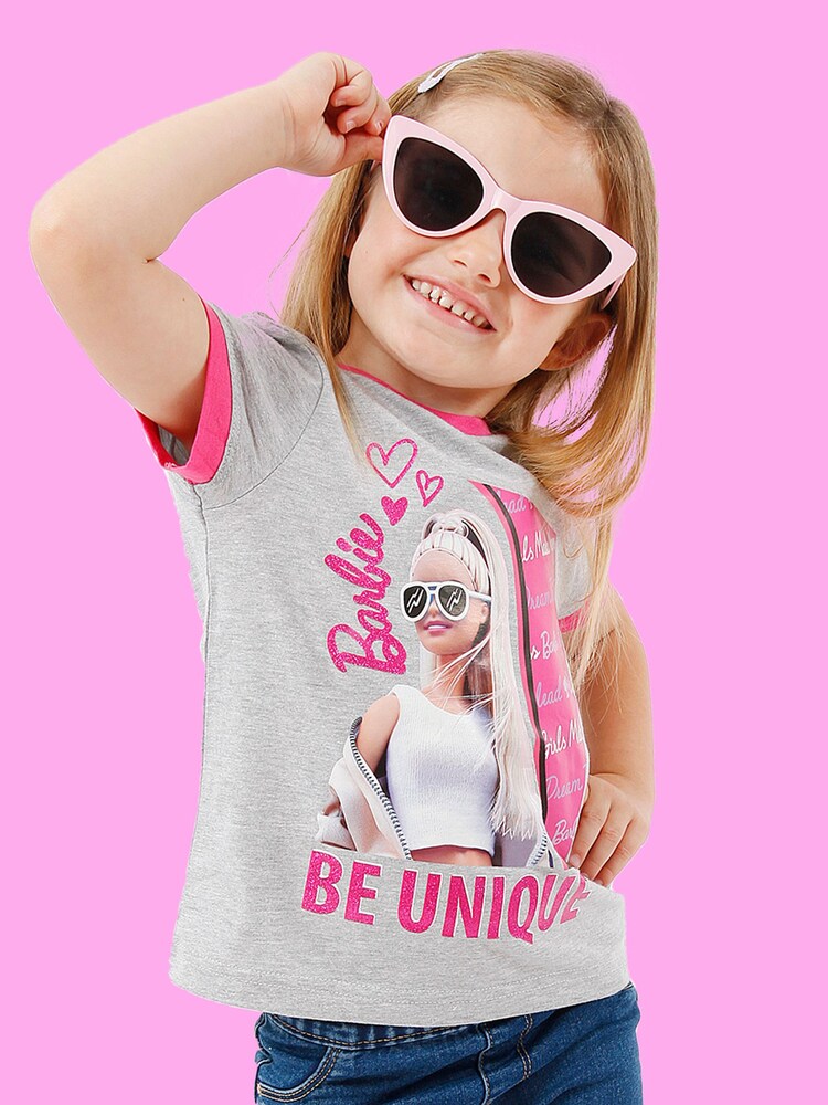 Character Grey 100% Cotton Barbie 'Be Unique' T-Shirt - Image 1 of 5