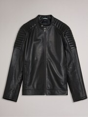 Ted Baker Black Racer Branddo Leather Jacket - Image 6 of 8