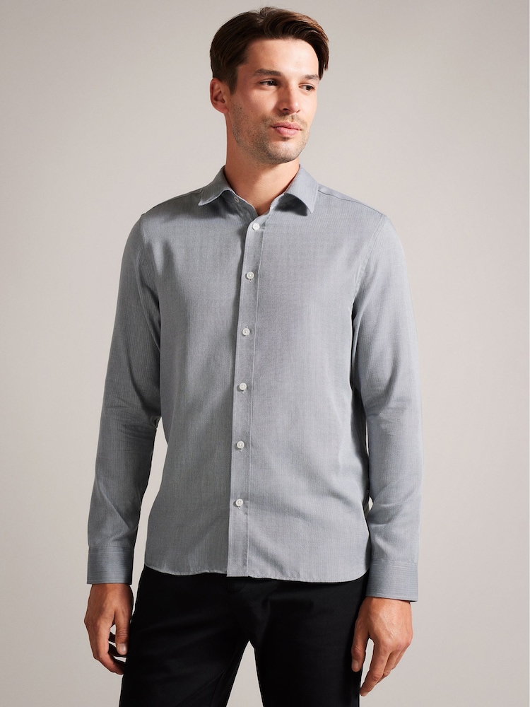 Ted Baker Grey Crotone Herringbone Shirt - Image 1 of 7