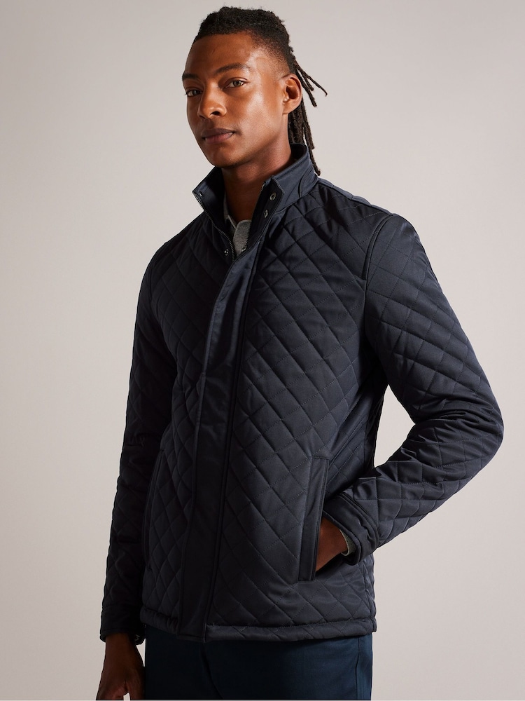 Ted Baker Blue Finnich Diamond Quilt Funnel Jacket - Image 1 of 7