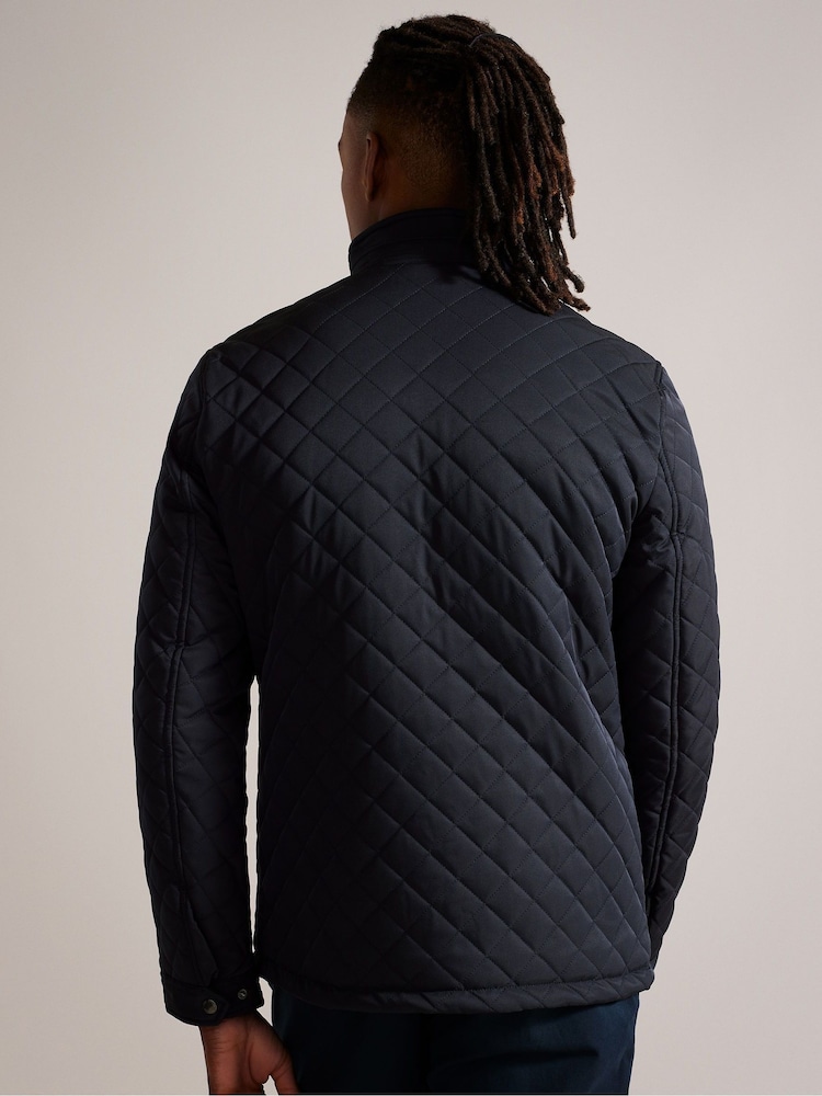 Ted Baker Blue Finnich Diamond Quilt Funnel Jacket - Image 2 of 7