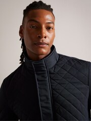 Ted Baker Blue Finnich Diamond Quilt Funnel Jacket - Image 4 of 7