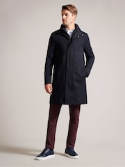 Ted Baker Blue Erolson Nylon Funnel Neck Coat - Image 1 of 7