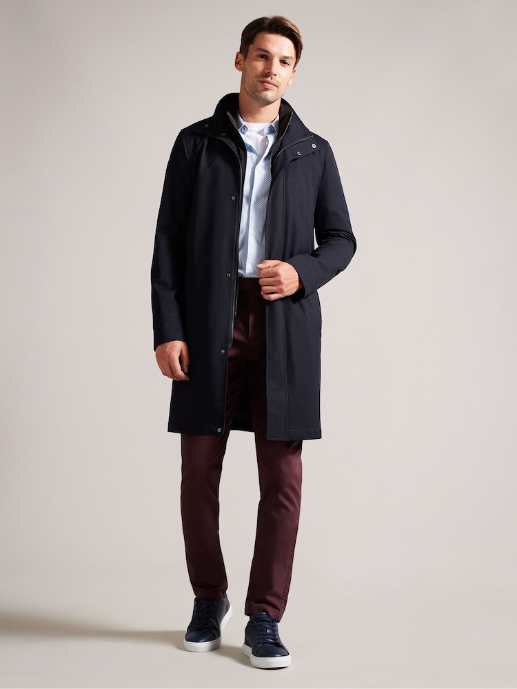 Ted Baker Blue Erolson Nylon Funnel Neck Coat - Image 2 of 7