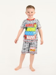 Brand Threads Grey Marvel Boys Short Pyjama Set - Image 1 of 5