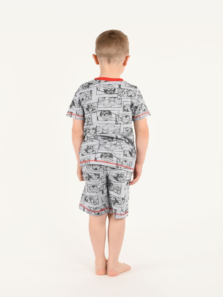 Brand Threads Grey Marvel Boys Short Pyjama Set - Image 2 of 5