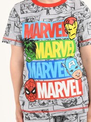 Brand Threads Grey Marvel Boys Short Pyjama Set - Image 3 of 5