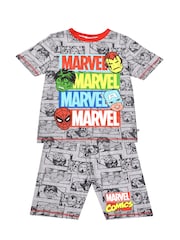 Brand Threads Grey Marvel Boys Short Pyjama Set - Image 4 of 5