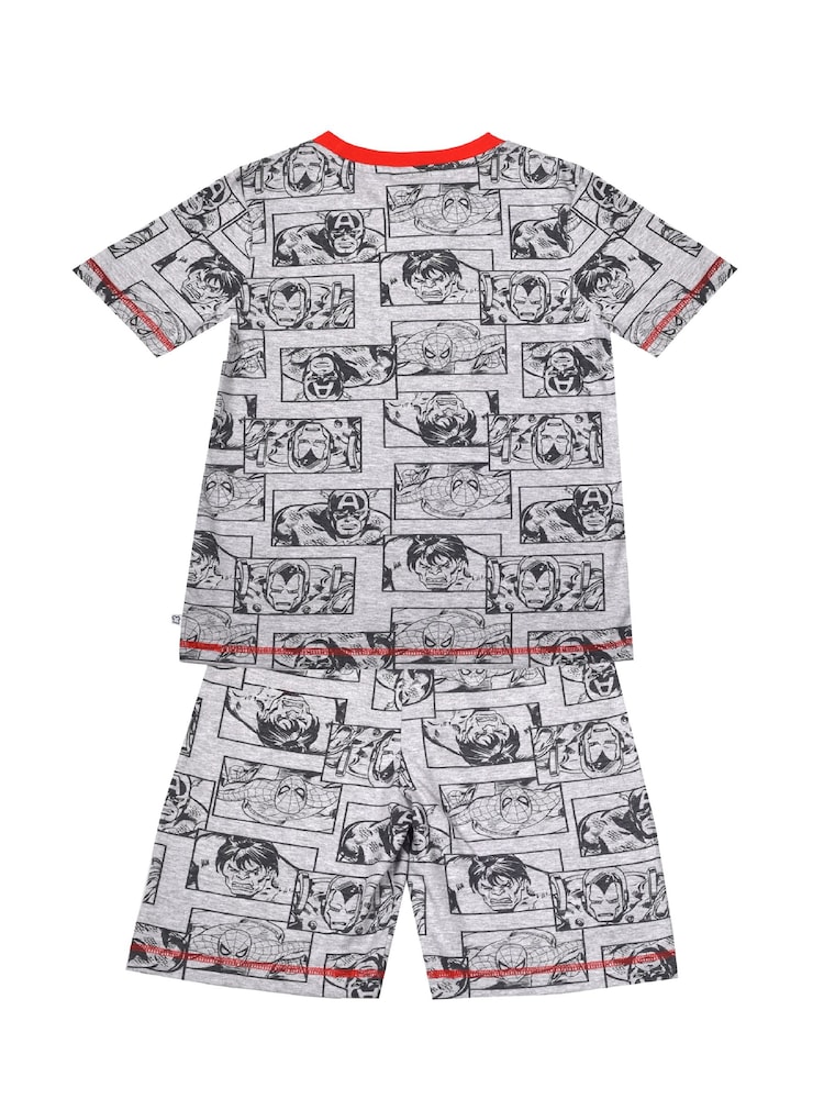 Brand Threads Grey Marvel Boys Short Pyjama Set - Image 5 of 5