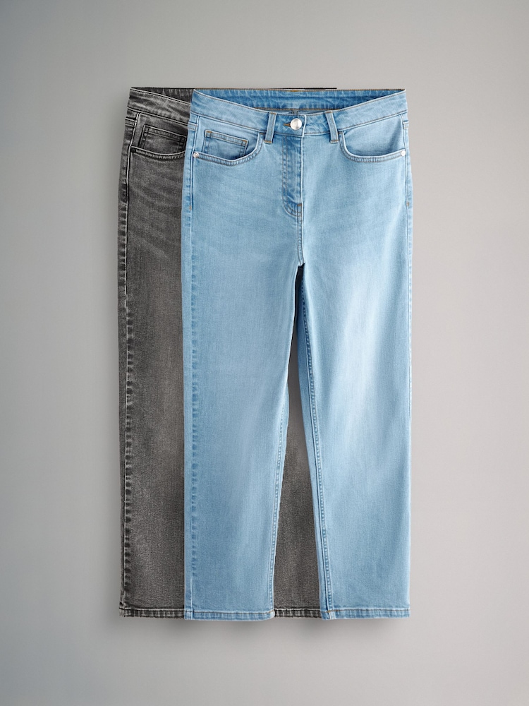 The Set Grey/Light Blue 2 Pack Denim Straight Leg Jeans - Image 1 of 9