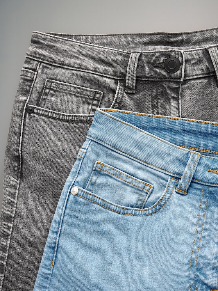 The Set Grey/Light Blue 2 Pack Denim Straight Leg Jeans - Image 9 of 9
