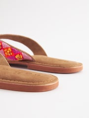 Pink Regular/Wide Fit Forever Comfort® Leather Embellished Toe Thong Sandals - Image 3 of 5