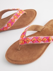 Pink Regular/Wide Fit Forever Comfort® Leather Embellished Toe Thong Sandals - Image 4 of 5