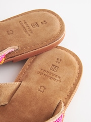 Pink Regular/Wide Fit Forever Comfort® Leather Embellished Toe Thong Sandals - Image 5 of 5
